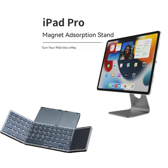 AGM-2359004 Combo Set Aluminum Alloy Magnet Attachment Stand With  Wireless Bluetooth Foldable Keyboard