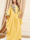 Yellow Bat Sleeve Loose Kaftan