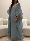 Tassel Lantern Sleeve Round Neck Linen Kaftan Dress