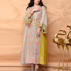 breathable spring women long sleeve pattern kaftan with floral striped dress