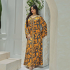 Binded Design Print V Neck Kaftan Dress