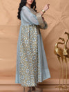 blue breathable v neck long sleeve a-line women kaftan