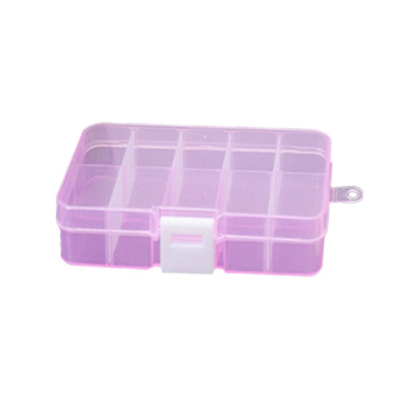 10 Slots High Quality Plastic Jewelry Craft Storage Box - Purple