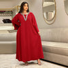 Full Rhinestone Neck Long Sleeve Loose Lady Gown