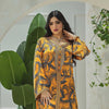 Binded Design Print V Neck Kaftan Dress