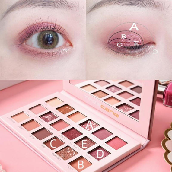 18 Colors Waterproof Eye Shadow Palette - Pink