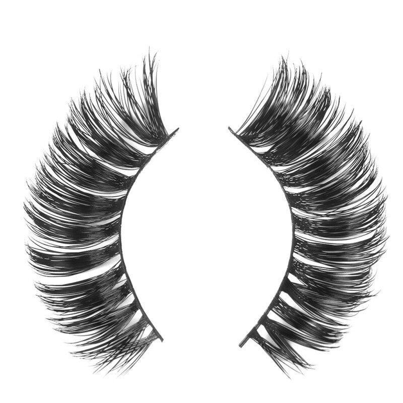 1 Pair 3D Mink Natural Hair False Eyelashes - Black