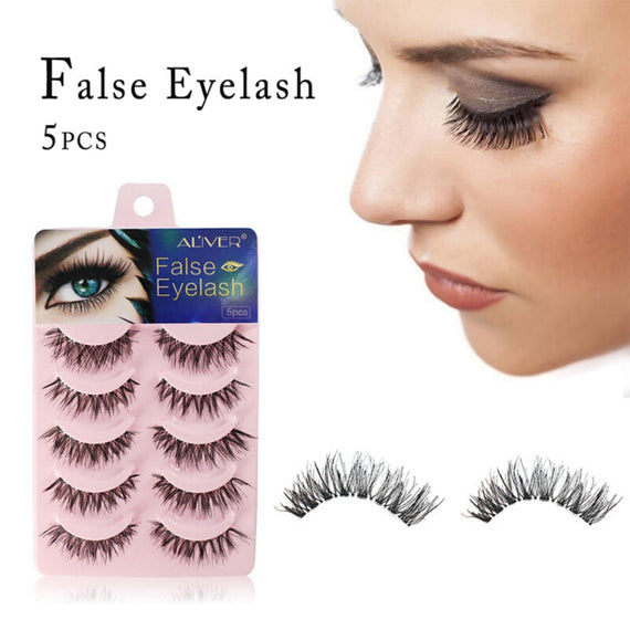 1 Pair Long Sparse Cross False Eyelashes - Black