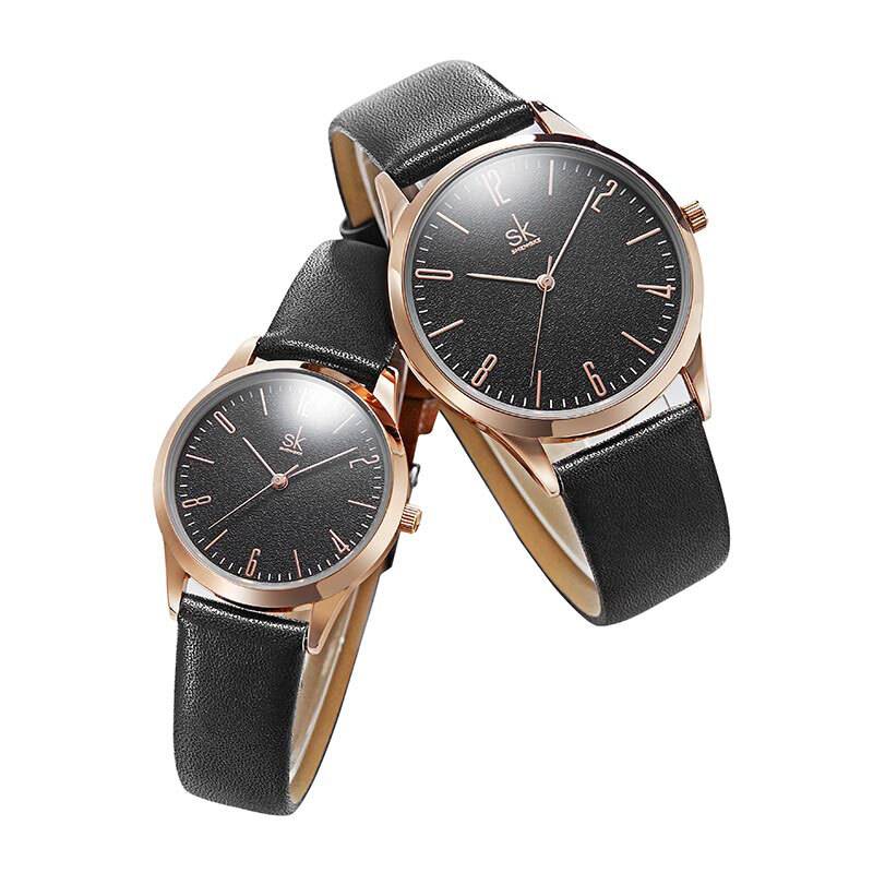 2019 Premium Leather Couple Watches - Black