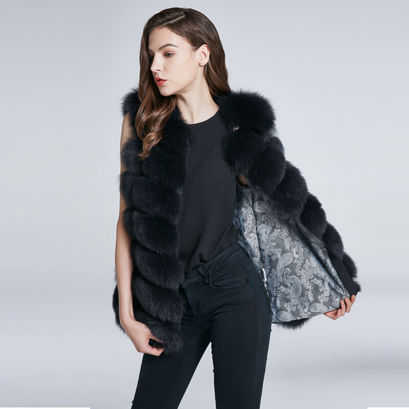 2022 Fashionable Women's Fox Furry Vest - Gray