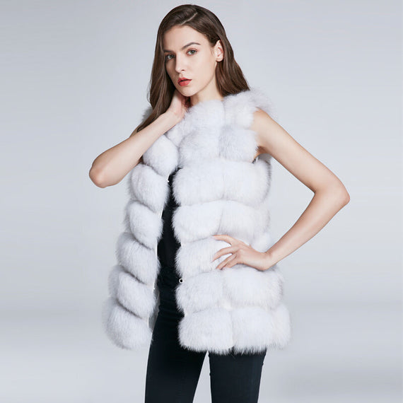 2022 Fashionable Women's Fox Furry Vest - White