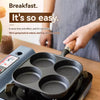 KT-12-26-010 Cast Iron Omelette Pan, 4-Hole Egg & Dumpling Pan, New Household Breakfast Pan, Uncoated Nonstick Skillet - 2 Pieces