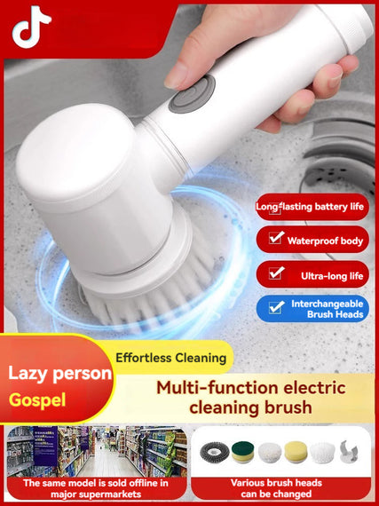 KT-12-25-012 Electric Cleaning Brush, Multifunctional Kitchen Dishwashing Brush, Household Lazy Cordless Automatic Brush, Handheld Cleaner