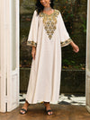 Ethnic Pattern V Neck Long Sleeve Kaftan