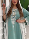 Floral Embroidery Long Sleeve Kaftan