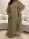 Tassel Lantern Sleeve Round Neck Linen Kaftan Dress