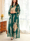 Gold Beaded Embroidery Long Sleeve Kaftan