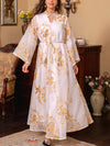 Ethnic Pattern Embroidery Long Sleeve Kaftan