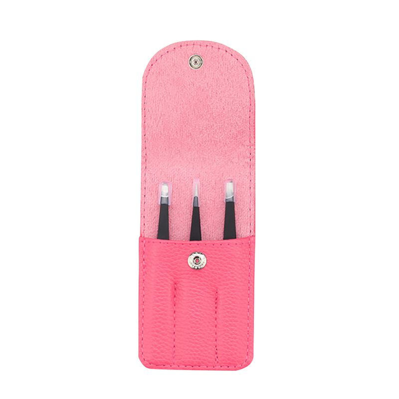 3 Pcs Premium Eyebrow Tweezers Set - Rose Red