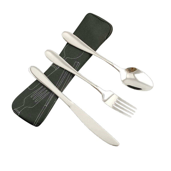 3 Pcs Premium Outdoor Flatware Set - Black