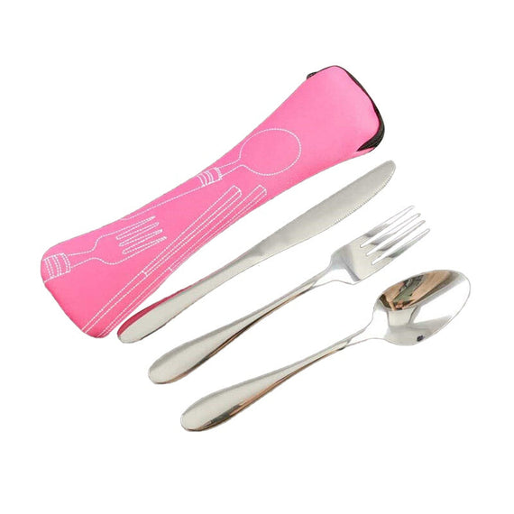 3 Pcs Premium Outdoor Flatware Set - Pink