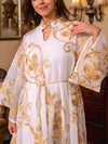 Ethnic Pattern Embroidery Long Sleeve Kaftan