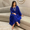 Full Rhinestone Neck Long Sleeve Loose Lady Gown