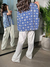 Elegant Ethnic Snowflake Print Jumpsuit and Outwear Two-Piece Set