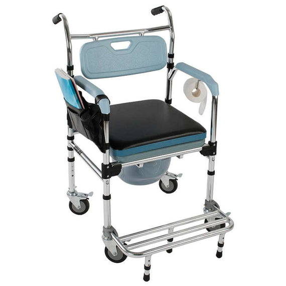 4 in 1 Commode Multi-functional Wheel Chair - Black