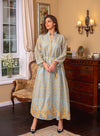 Golden Embroidery Stand Neck Long Sleeve Muslim Abaya