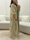 Tassel Lantern Sleeve Round Neck Linen Kaftan Dress