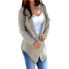 New Autumn Winter Women Knit Coat Knitwear Sweater Lapel Long Sleeve Loose Causal Knitted Cardigan Khaki/Black