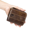 BULLCAPTAIN Genuine Leather Bifold Zipper Wallet for Men RFID Travel Purse Pouch Gift