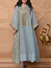 Blue breathable long sleeve kaftan for women