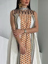 Geometric Print Mesh Belt Kaftan