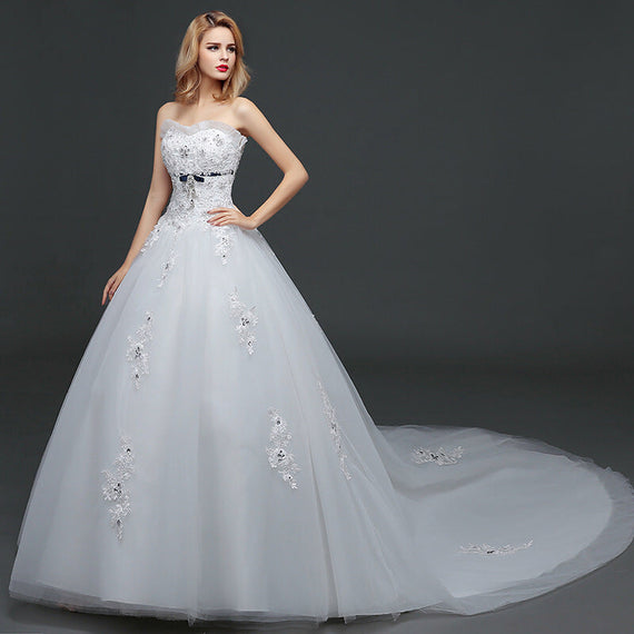 2020 Large Size Trailing Bra Wedding Dress - White