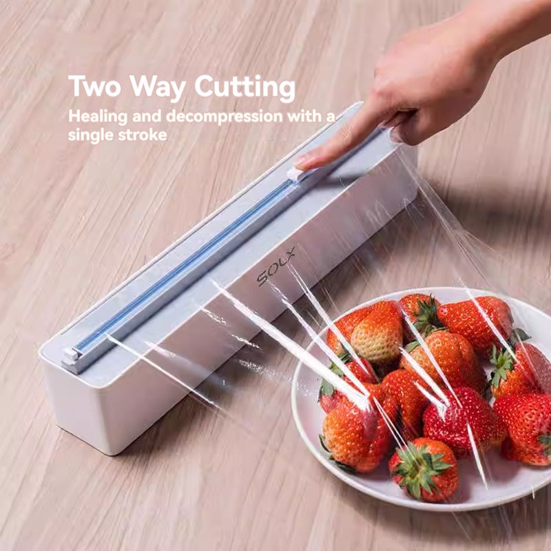 KT-12-28-2  Cling Film Cutter, Magnetic Wall-Mountable Two-Way Slide Cutter, Tinfoil Cutter