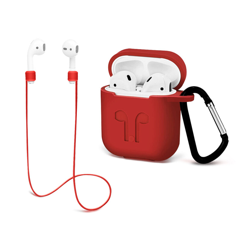 حافظة سيليكون واقية ممتازة لسماعات Airpods - أحمر