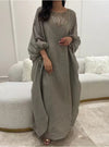 Tassel Lantern Sleeve Round Neck Linen Kaftan Dress