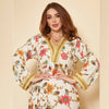 Flowers Printed V Neck Long Sleeve Elegant Lady Dress