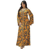 Binded Design Print V Neck Kaftan Dress