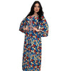 Floral Print Long Sleve V Neck Kaftan Dress