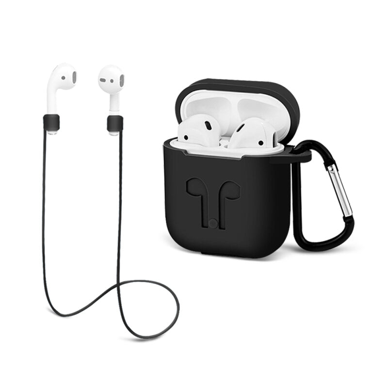 حافظة سيليكون واقية ممتازة لسماعات Airpods - أسود