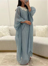 Tassel Lantern Sleeve Round Neck Linen Kaftan Dress