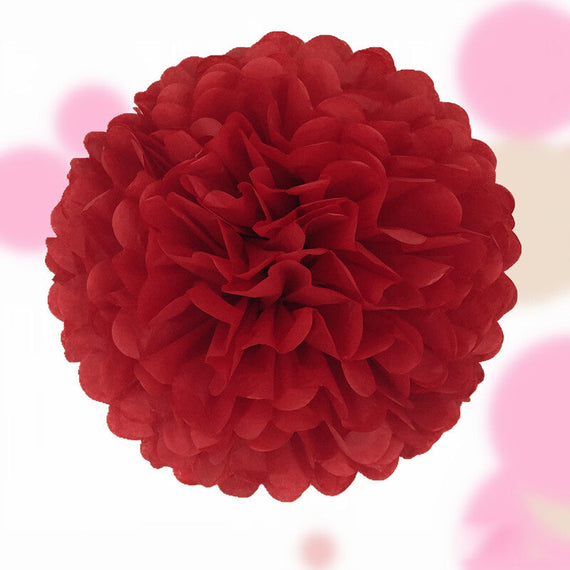 6inch 1piece Decorative Pompoms Flower Ball - Red