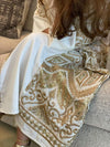 Retro Splicing V Neck Long Sleeve Kaftan