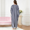 Striped Batwing Sleeve Sequined V Neck Loose Dress