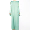 Satin Embroidered Rhinestone Long Sleeve V Neck Dress