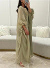 Tassel Lantern Sleeve Round Neck Linen Kaftan Dress