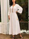 Golden Polka Dots V Neck Long Sleeve Elegant Gown